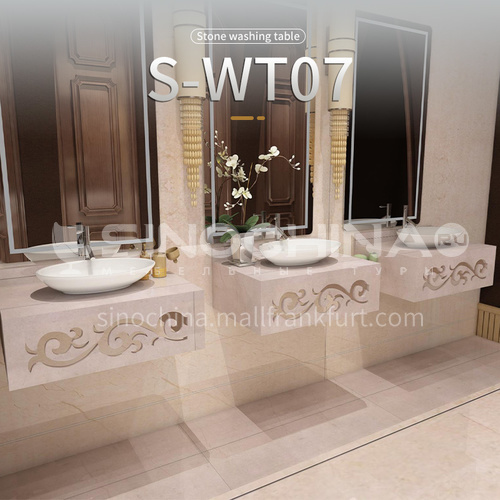 Modern and simple style bathroom, marble sink, wall-mounted sink, natural marble customization, combination of light  luxury wall-mounted marble sink  S-WT07       